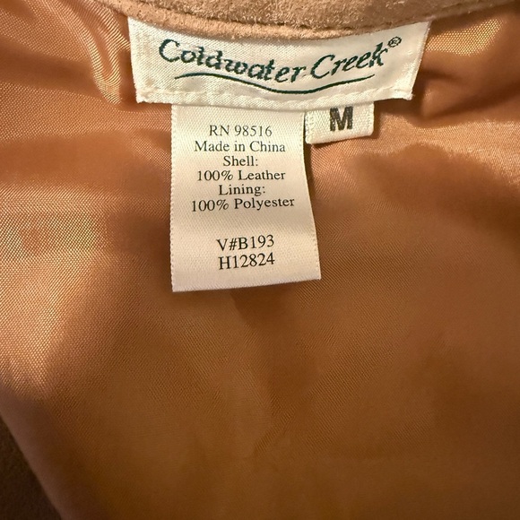 Vintage Y2K Coldwater Creek 100% Leather Jacket Tan Camel Snap Front Size M - Picture 6 of 8